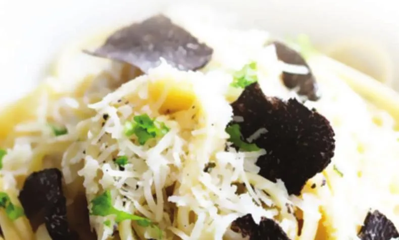 Seafood linguine with shaved black truffle, from the Italian Truffle menu.